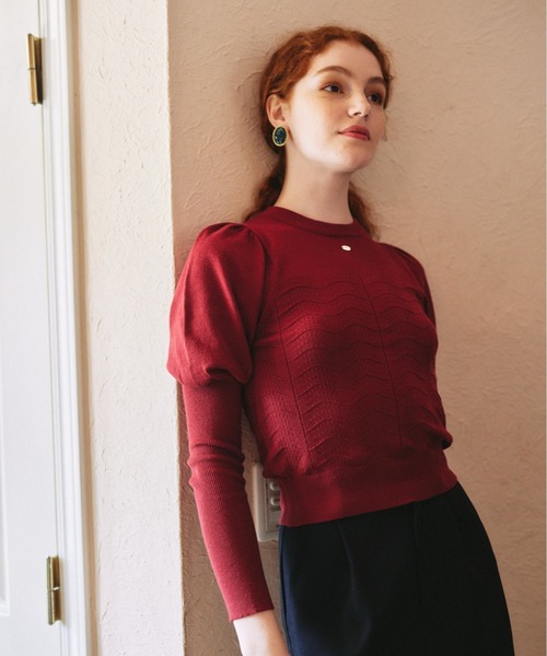 idem(イデム)の「【ZOZOTOWN限定】puff sleeve long lib knit/パフスリーブロングリブ袖ニット(ニット/セーター・レディース・アイボリー/ブラック/モカ/レッド・FREE)」の10枚目の写真