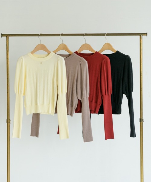 idem(イデム)の「【ZOZOTOWN限定】puff sleeve long lib knit/パフスリーブロングリブ袖ニット(ニット/セーター・レディース・アイボリー/ブラック/モカ/レッド・FREE)」の20枚目の写真