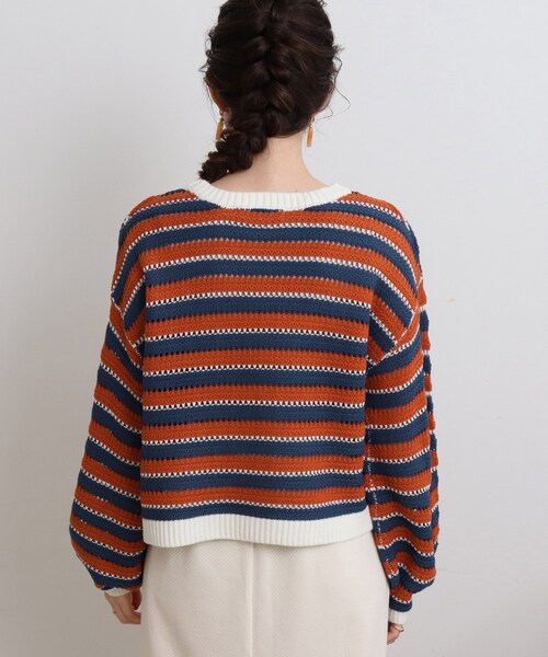 Cutie Blonde（キューティーブロンド）の「◆透かし編みマルチボーダーニットプルオーバー（ニット/セーター・レディース・ブラウン系3/ブラック系2/オレンジ系その他4・00）」の14枚目の写真