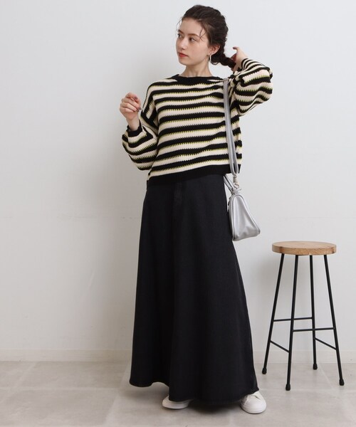 Cutie Blonde（キューティーブロンド）の「◆透かし編みマルチボーダーニットプルオーバー（ニット/セーター・レディース・ブラウン系3/ブラック系2/オレンジ系その他4・00）」の8枚目の写真