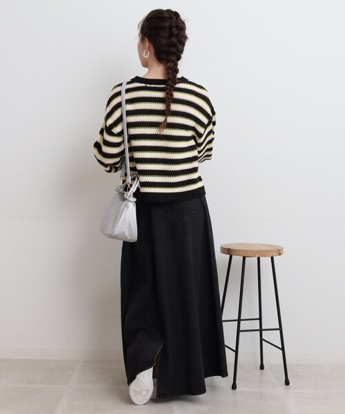 Cutie Blonde（キューティーブロンド）の「◆透かし編みマルチボーダーニットプルオーバー（ニット/セーター・レディース・ブラウン系3/ブラック系2/オレンジ系その他4・00）」の5枚目の写真