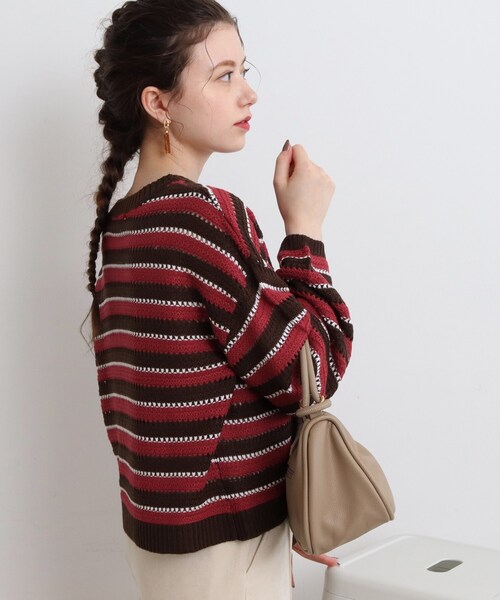 Cutie Blonde（キューティーブロンド）の「◆透かし編みマルチボーダーニットプルオーバー（ニット/セーター・レディース・ブラウン系3/ブラック系2/オレンジ系その他4・00）」の21枚目の写真