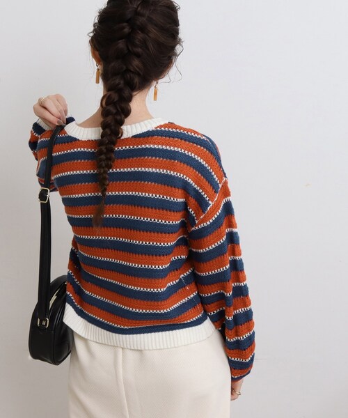 Cutie Blonde（キューティーブロンド）の「◆透かし編みマルチボーダーニットプルオーバー（ニット/セーター・レディース・ブラウン系3/ブラック系2/オレンジ系その他4・00）」の22枚目の写真