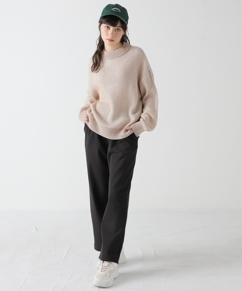 Honeys（ハニーズ）の「裏起毛ストレート（股下６４ｃｍ）（その他パンツ・レディース・ブラック/グリーン/グレイッシュベージュ/イエロー×グリーン・L/SS/S/M）」の5枚目の写真