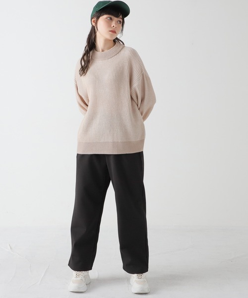 Honeys（ハニーズ）の「裏起毛ストレート（股下６４ｃｍ）（その他パンツ・レディース・ブラック/グリーン/グレイッシュベージュ/イエロー×グリーン・L/SS/S/M）」の6枚目の写真