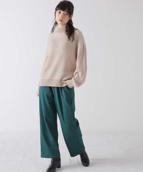 Honeys（ハニーズ）の「裏起毛ストレート（股下６４ｃｍ）（その他パンツ・レディース・ブラック/グリーン/グレイッシュベージュ/イエロー×グリーン・L/SS/S/M）」の11枚目の写真