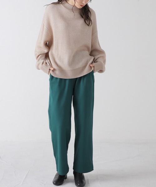 Honeys（ハニーズ）の「裏起毛ストレート（股下６４ｃｍ）（その他パンツ・レディース・ブラック/グリーン/グレイッシュベージュ/イエロー×グリーン・L/SS/S/M）」の12枚目の写真