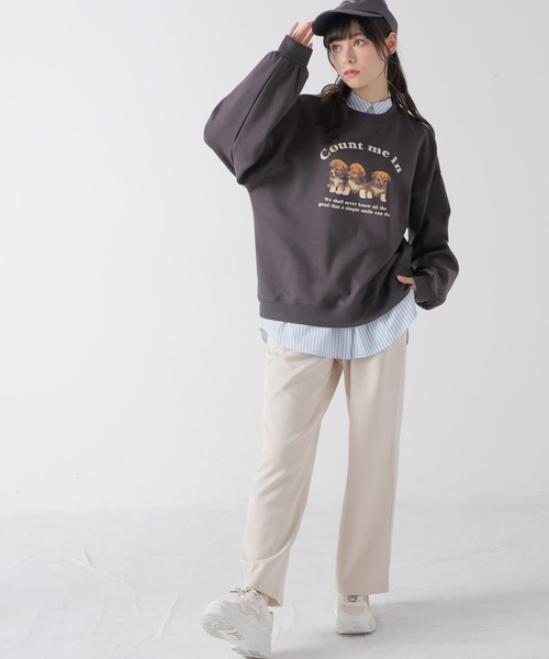 Honeys（ハニーズ）の「裏起毛ストレート（股下６４ｃｍ）（その他パンツ・レディース・ブラック/グリーン/グレイッシュベージュ/イエロー×グリーン・L/SS/S/M）」の14枚目の写真