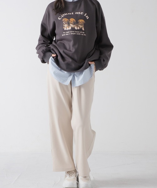 Honeys（ハニーズ）の「裏起毛ストレート（股下６４ｃｍ）（その他パンツ・レディース・ブラック/グリーン/グレイッシュベージュ/イエロー×グリーン・L/SS/S/M）」の16枚目の写真