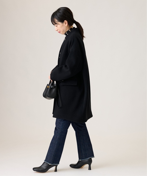 journal standard L'essage（ジャーナルスタンダードレサージュ）の「コクーンミドルコート2（ノーカラーコート・レディース・モスグリーン/アイボリー/ブラック・FREE）」の20枚目の写真