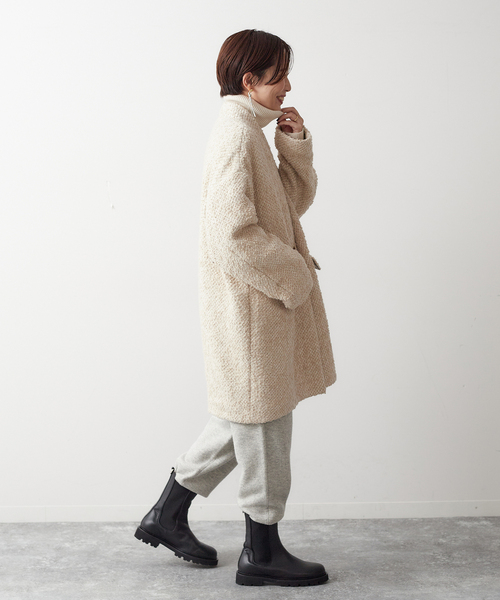 journal standard L'essage（ジャーナルスタンダードレサージュ）の「コクーンミドルコート2（ノーカラーコート・レディース・モスグリーン/アイボリー/ブラック・FREE）」の13枚目の写真