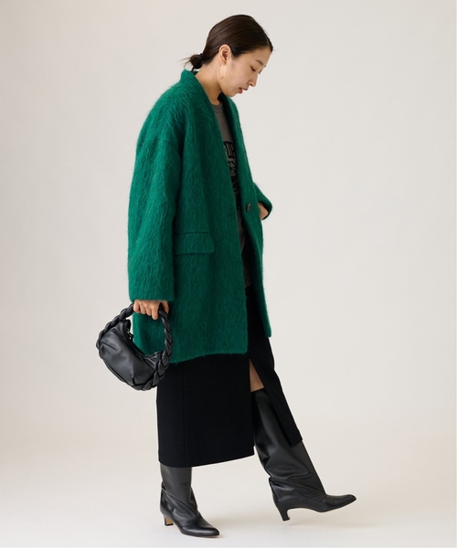 journal standard L'essage（ジャーナルスタンダードレサージュ）の「コクーンミドルコート2（ノーカラーコート・レディース・モスグリーン/アイボリー/ブラック・FREE）」の22枚目の写真