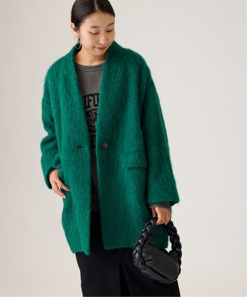 journal standard L'essage（ジャーナルスタンダードレサージュ）の「コクーンミドルコート2（ノーカラーコート・レディース・モスグリーン/アイボリー/ブラック・FREE）」の10枚目の写真