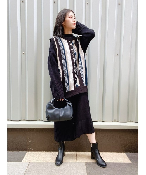 ORiental TRaffic（オリエンタルトラフィック）の「【ORiental TRaffic】チャンキーヒールミドルブーツ（ブーツ・レディース・ホワイト/ベージュ/ブラック・M/L/XL/S）」の10枚目の写真