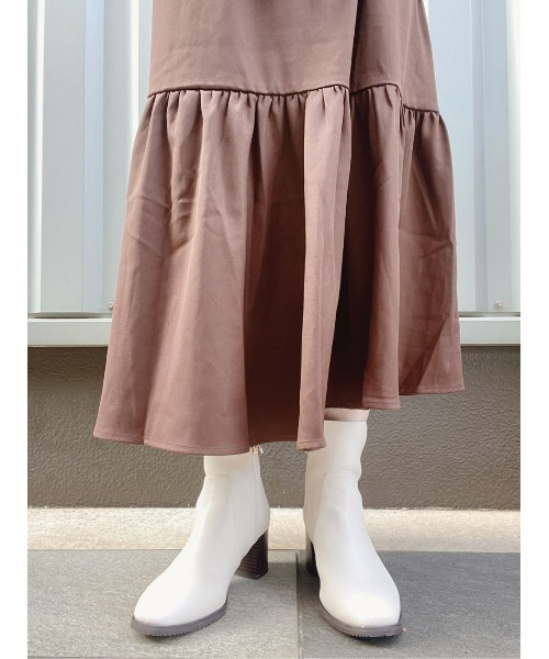 ORiental TRaffic（オリエンタルトラフィック）の「【ORiental TRaffic】チャンキーヒールミドルブーツ（ブーツ・レディース・ホワイト/ベージュ/ブラック・M/L/XL/S）」の20枚目の写真