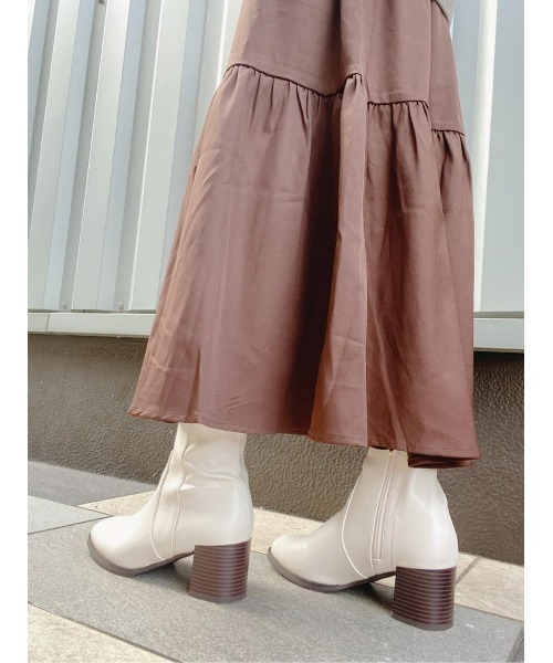 ORiental TRaffic（オリエンタルトラフィック）の「【ORiental TRaffic】チャンキーヒールミドルブーツ（ブーツ・レディース・ホワイト/ベージュ/ブラック・M/L/XL/S）」の19枚目の写真