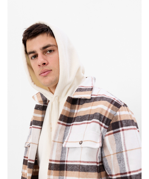 GAP（ギャップ）の「ウールライク プレイドシャツ（シャツ/ブラウス・メンズ・ブラウン/ブラック・M/XL/L/S/XS）」の5枚目の写真