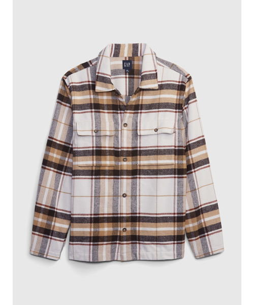 GAP（ギャップ）の「ウールライク プレイドシャツ（シャツ/ブラウス・メンズ・ブラウン/ブラック・M/XL/L/S/XS）」の6枚目の写真