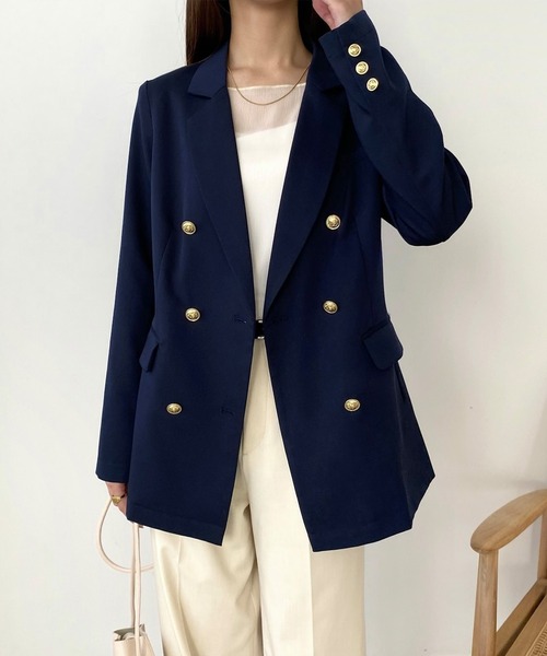 na.様✨フレイアイディ　24SS　紺ブレ　テーラード　ダブルブレスト　金ボタン na.様✨フレイアイディ 24SS 紺ブレ テーラード ダブルブレスト