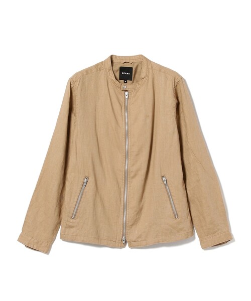 BEAMS（ビームス）の「BEAMS / リネン ライダース ジャケット（ライダースジャケット・メンズ・ブラック/ベージュ・M/XL/S/L）」の4枚目の写真