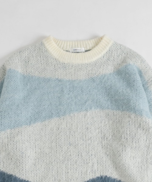 ONCILY(オンシェリー)の「WAVE PATTERN SHAGGY KNIT / シャギーウェーブニット(ニット/セーター・メンズ・オリーブ/ブルー・MEDIUM/LARGE)」の14枚目の写真