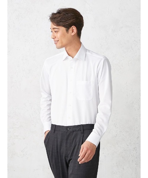 Perfect Suit FActory（パーフェクトスーツファクトリー）の「【完全ノーアイロン】WEB限定　長袖アイシャツ　セミワイド　ホワイト（ビジネスシャツ・メンズ・ホワイト・首回り43cm-裄丈86cm/首回り37cm-裄丈80cm/首回り39cm-裄丈82cm/首回り41cm-裄丈84cm）」の6枚目の写真