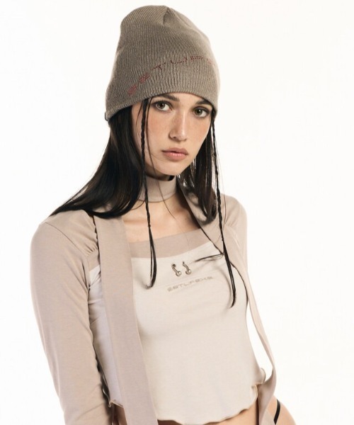 SETUPEXE（セットアップイーエックスイー）の「【SETUP‐EXE/セットアップエグゼ】Star red lettering hotfix Beanie/ラインストーン ビジュー ビーニー ニット帽 帽子（ニットキャップ/ビーニー・レディース・アイボリー/ブラック/モカ・ONE SIZE）」の20枚目の写真