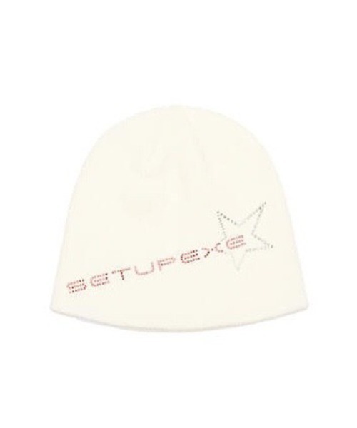 SETUPEXE（セットアップイーエックスイー）の「【SETUP‐EXE/セットアップエグゼ】Star red lettering hotfix Beanie/ラインストーン ビジュー ビーニー ニット帽 帽子（ニットキャップ/ビーニー・レディース・アイボリー/ブラック/モカ・ONE SIZE）」の9枚目の写真