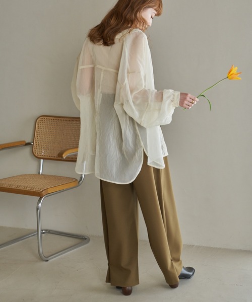 hinari(ヒナリ)の「ヘムフック2WAYワイドパンツ(その他パンツ・レディース・キャメル/チャコールグレー/アイボリー/ブラック/ベージュ・FREE/X-SMALL/SMALL)」の12枚目の写真