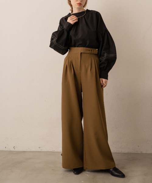 hinari(ヒナリ)の「ヘムフック2WAYワイドパンツ(その他パンツ・レディース・キャメル/チャコールグレー/アイボリー/ブラック/ベージュ・FREE/X-SMALL/SMALL)」の15枚目の写真