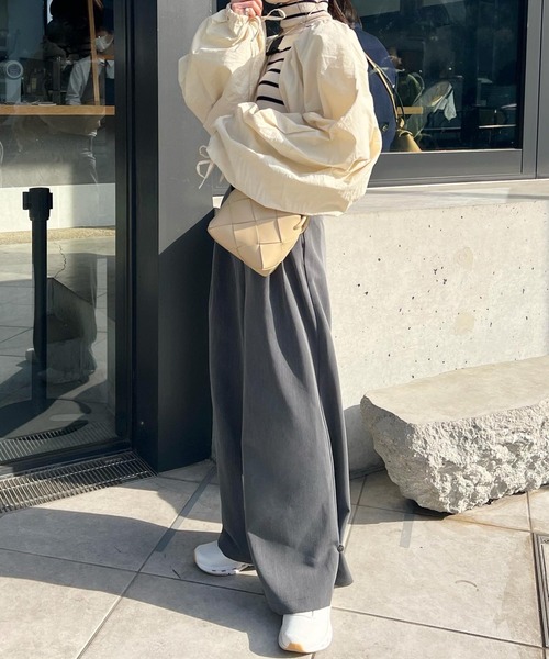 hinari(ヒナリ)の「ヘムフック2WAYワイドパンツ(その他パンツ・レディース・キャメル/チャコールグレー/アイボリー/ブラック/ベージュ・FREE/X-SMALL/SMALL)」の8枚目の写真