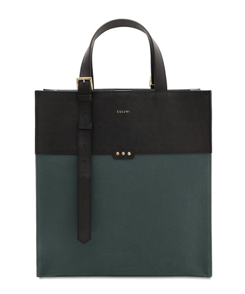 CULLNI ONLINE STORE / Leather Pocket Canvas Tote Bag