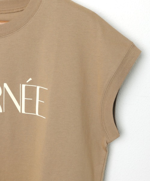 andme（アンドミー）の「ロゴプリントフレンチスリーブTシャツ（Tシャツ/カットソー・レディース・ブラック/ホワイト×ブラック/チャコールグレー/ベージュ/ネイビー/ホワイト×レッド/ブルーグリーン/カーキ/スミクロ/ホワイト×シルバー・M）」の22枚目の写真