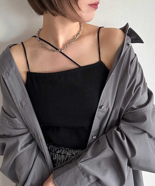 apres jour mignon(アプレジュールミニョン)の「カップ付き変形キャミソール(キャミソール・レディース・オレンジ/ネイビー/ブラック/アイボリー/ホワイト系その他/ブルー系その他/チャコールグレー/グレイッシュベージュ・フリー/X-LARGE)」の13枚目の写真