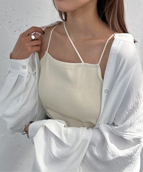 apres jour mignon(アプレジュールミニョン)の「カップ付き変形キャミソール(キャミソール・レディース・オレンジ/ネイビー/ブラック/アイボリー/ホワイト系その他/ブルー系その他/チャコールグレー/グレイッシュベージュ・フリー/X-LARGE)」の11枚目の写真