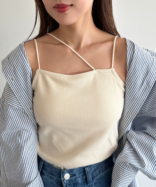 apres jour mignon(アプレジュールミニョン)の「カップ付き変形キャミソール(キャミソール・レディース・オレンジ/ネイビー/ブラック/アイボリー/ホワイト系その他/ブルー系その他/チャコールグレー/グレイッシュベージュ・フリー/X-LARGE)」の9枚目の写真