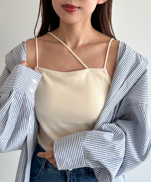 apres jour mignon(アプレジュールミニョン)の「カップ付き変形キャミソール(キャミソール・レディース・オレンジ/ネイビー/ブラック/アイボリー/ホワイト系その他/ブルー系その他/チャコールグレー/グレイッシュベージュ・フリー/X-LARGE)」の19枚目の写真