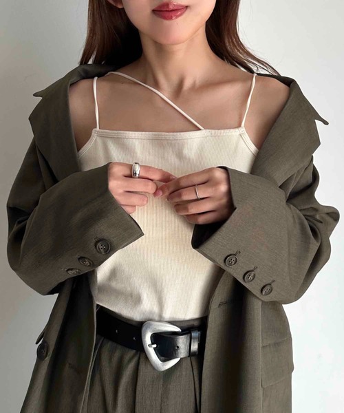 apres jour mignon(アプレジュールミニョン)の「カップ付き変形キャミソール(キャミソール・レディース・オレンジ/ネイビー/ブラック/アイボリー/ホワイト系その他/ブルー系その他/チャコールグレー/グレイッシュベージュ・フリー/X-LARGE)」の17枚目の写真