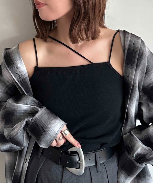 apres jour mignon(アプレジュールミニョン)の「カップ付き変形キャミソール(キャミソール・レディース・オレンジ/ネイビー/ブラック/アイボリー/ホワイト系その他/ブルー系その他/チャコールグレー/グレイッシュベージュ・フリー/X-LARGE)」の20枚目の写真