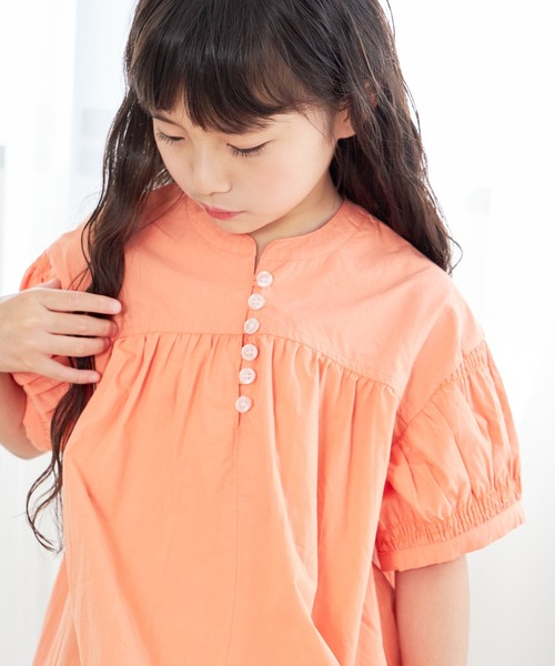 MAKE YOUR DAY(メイクユアデイ)の「ヨーク切替シャツワンピース■80~140cm(シャツワンピース・キッズ・ブルー/オレンジ・80/90/100/110/120/130/140)」の3枚目の写真