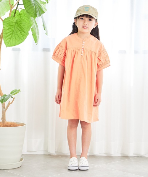 MAKE YOUR DAY(メイクユアデイ)の「ヨーク切替シャツワンピース■80~140cm(シャツワンピース・キッズ・ブルー/オレンジ・80/90/100/110/120/130/140)」の5枚目の写真