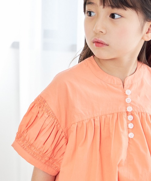 MAKE YOUR DAY(メイクユアデイ)の「ヨーク切替シャツワンピース■80~140cm(シャツワンピース・キッズ・ブルー/オレンジ・80/90/100/110/120/130/140)」の4枚目の写真