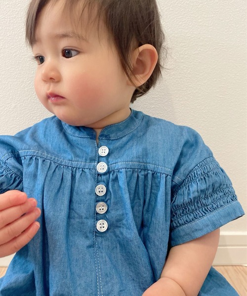 MAKE YOUR DAY(メイクユアデイ)の「ヨーク切替シャツワンピース■80~140cm(シャツワンピース・キッズ・ブルー/オレンジ・80/90/100/110/120/130/140)」の17枚目の写真