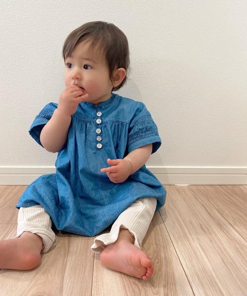 MAKE YOUR DAY(メイクユアデイ)の「ヨーク切替シャツワンピース■80~140cm(シャツワンピース・キッズ・ブルー/オレンジ・80/90/100/110/120/130/140)」の18枚目の写真