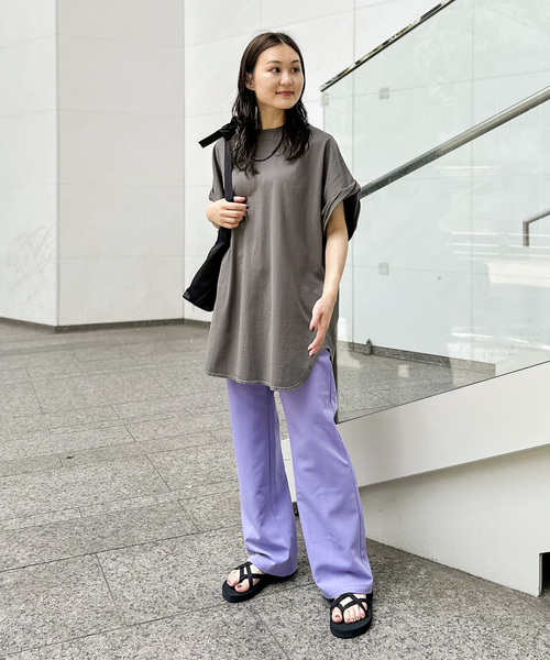 ALORE（アローレ）の「【ALORE/アローレ】ルーズTシャツ（Tシャツ/カットソー・レディース・チャコールグレー/ホワイト・FREE）」の5枚目の写真