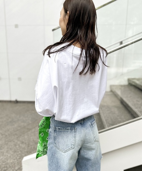 ALORE（アローレ）の「【ALORE/アローレ】ルーズTシャツ（Tシャツ/カットソー・レディース・チャコールグレー/ホワイト・FREE）」の14枚目の写真