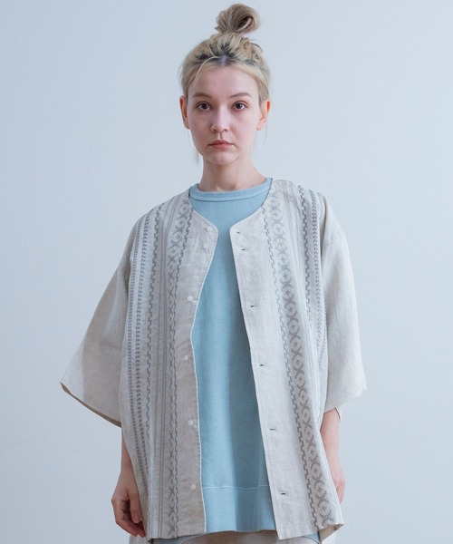 Universal Style Wear(ユニバーサルスタイルウェア)の「Universal Style Wear キューバ ベースボール シャツ(シャツ/ブラウス・メンズ・ネイビー/グレー/ナチュラル/ブラック・LARGE/MEDIUM/X-LARGE)」の1枚目の写真