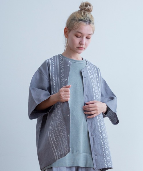 Universal Style Wear(ユニバーサルスタイルウェア)の「Universal Style Wear キューバ ベースボール シャツ(シャツ/ブラウス・メンズ・ネイビー/グレー/ナチュラル/ブラック・LARGE/MEDIUM/X-LARGE)」の3枚目の写真