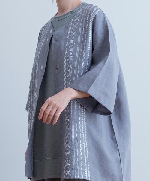 Universal Style Wear(ユニバーサルスタイルウェア)の「Universal Style Wear キューバ ベースボール シャツ(シャツ/ブラウス・メンズ・ネイビー/グレー/ナチュラル/ブラック・LARGE/MEDIUM/X-LARGE)」の10枚目の写真