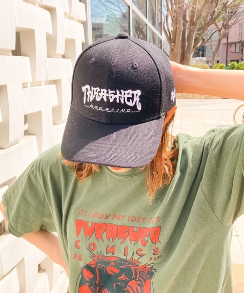 THRASHER(スラッシャー)の「SANSKRIT Style SnapBack CAP/スラッシャー帽子(キャップ・メンズ・ブラック×ホワイト/ブラック×グレー・FREE)」の14枚目の写真